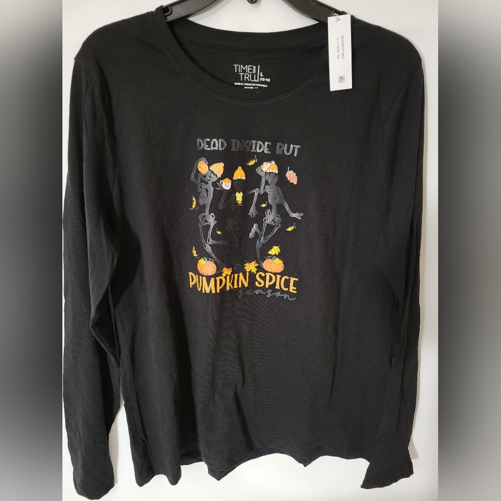 Long Sleeve Large Skeleton Fall Halloween Shirt New